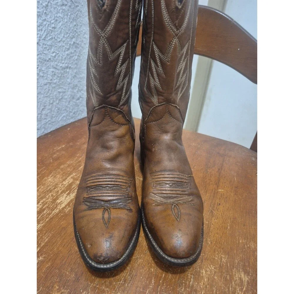Classic Brown Western Ankle Boots - Women's Cowboy Boots (Narrow Width)